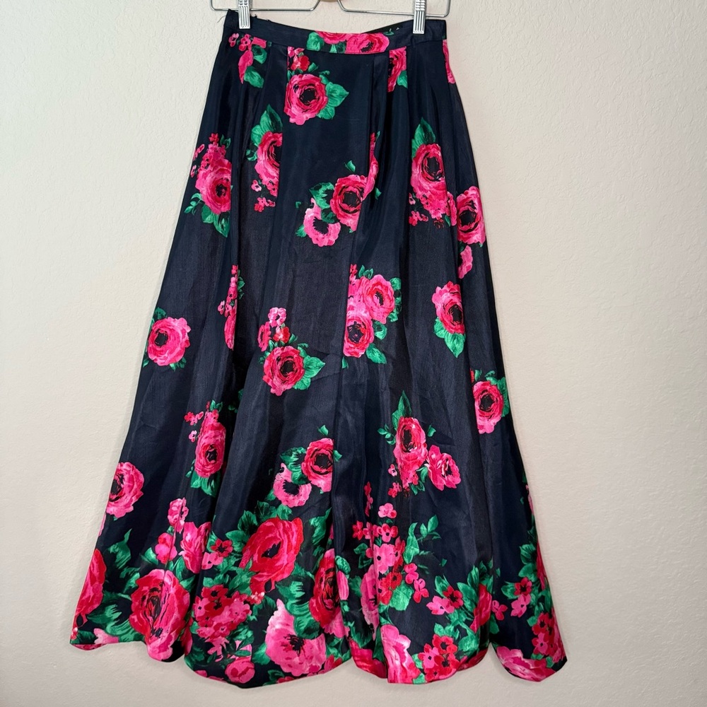 Sequin Hearts Juniors A-Line Skirt - Blue and Pink Floral